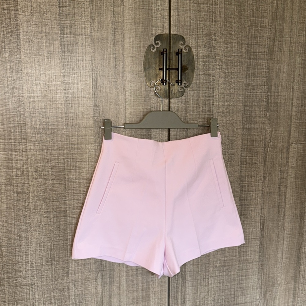 Zara Light‎ Pink High Waist Women's Shorts - Picture 8 of 14